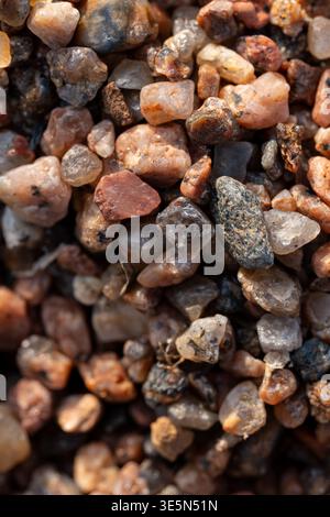 Kleine Strandkiesel, Hintergrundstruktur in Nahaufnahme Stockfoto