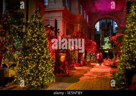Großbritannien, England, Oxfordshire, Woodstock, Weihnachten, Blenheim Palace of Oz, Long Library Stockfoto