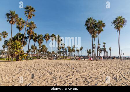 Los Angeles, CA - 19. November 2024: Kalifornien Strand in der Nähe von Venice Beach an einem sonnigen Tag Stockfoto
