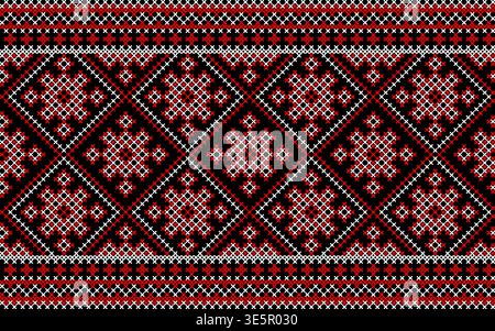 Nahtloses Muster des ukrainischen Ornaments im ethnischen Stil, Identität, Vyshyvanka, Stickerei für Printkleidung, Websites, Banner, Poster Stock Vektor