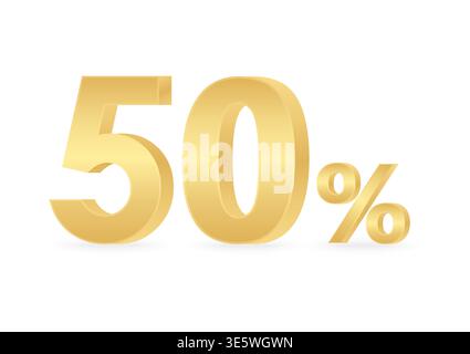 50% oder 50 % Rabatt auf den Verkauf. 50% für Banner, Poster oder Werbung. Vektorabbildung. Stock Vektor