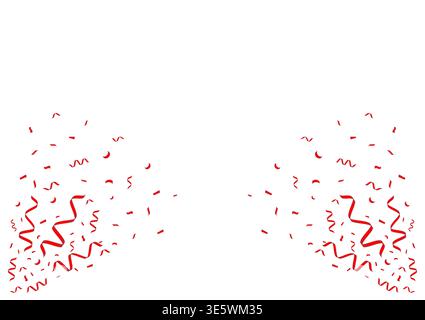 Roter Konfetti-Hintergrund. Fallende Konfetti für Party, Geburtstag, Feier oder Jahrestag. Vektorillustration auf weißem Hintergrund. Stock Vektor
