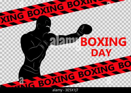 Alles über Boxen. Boxtag. Silhouette. Direkter Treffer. Sportler im Training zeigt Fähigkeiten Stock Vektor
