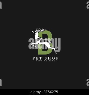Letter C Logo mit Hirsch Art. Design der Wildtiere mit Buchstabe C Stock Vektor