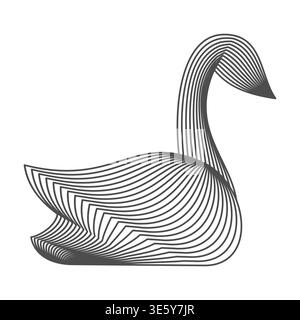 Swan Drahtmodell Strichgrafik. Elegante abstrakte Vogel-Vektor-Illustration. Gnade, Reinheit, Ruhe, Schönheitssymbol. Minimalistische Kunst mit fließenden Linien. Vektor Stock Vektor