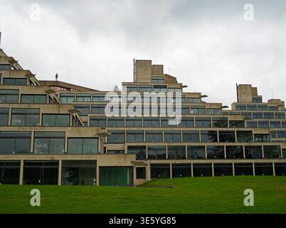 Norfolk Terrace Gebäude entworfen von Sir Denys Lasdun, University of East Anglia, Norwich, Großbritannien Stockfoto