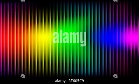 Abstrakter Hintergrund mit geriffeltem Glaseffekt und vertikalen Streifen. Eine moderne Komposition mit einer weichen Lichtbrechung und einem dynamischen Farbverlauf. Stockfoto