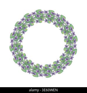 Hand gezeichnete Linie Kunst kanarische Inseln Blumen Kranz. Kartenschablone mit niedlichem Blumenrahmen Stock Vektor