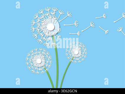 Löwenzahn (Taraxacum officinale) Samen, Illustration. Stockfoto