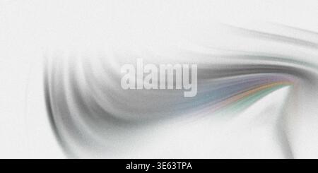 Eine Nahaufnahme grauer, geschwungener Linien auf reinweißem Hintergrund mit dezentem regenbogenfarbenem Akzent, die mit einem klaren und minimalistischen visuellen Effekt einen klaren Stockfoto