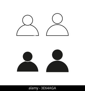 Einfaches Benutzersymbol. Personensymbol des Profils. Vektor des Mitgliedskontos. Menschliches Figurenset. Nur manueller Vektor. Kein autotrace verwendet. EPS 10. Stock Vektor