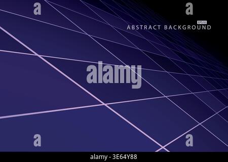 Abstrakter futuristischer Hintergrund mit Perspektive. Dunkelviolette Neonfliesen, Bodenkopierraum – geometrisches Infinity-Retro-Design. Poster, Banner Stock Vektor
