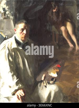 Anders Zorn – Selbstporträt, 1896: Schwedisches Porträt des Künstlers in dunkler Kleidung Stockfoto