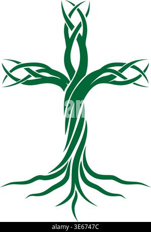 Christliches Kreuz Baum des Lebens Icon Illustration Stock Vektor
