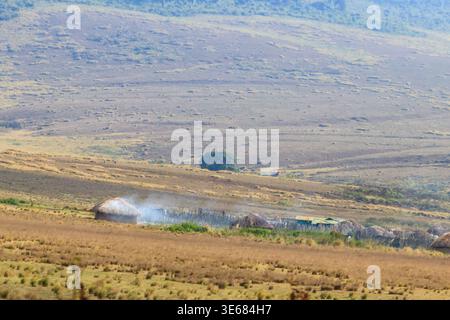 Traditionelles Maasai-Dorf in Tansania, Ostafrika Stockfoto