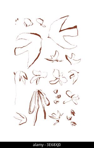 Boho Hochzeit Clipart Set, handgezeichnete Holzkohle Blumen Elemente, minimales botanisches PNG Stockfoto