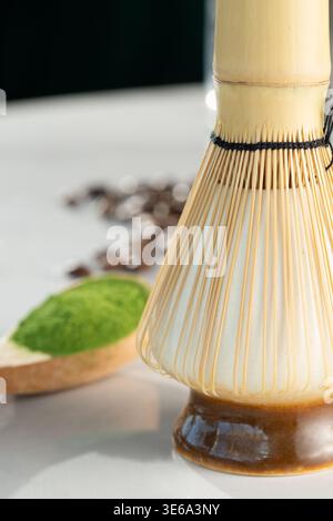 Ein Blick auf einen Matcha chasen. Stockfoto