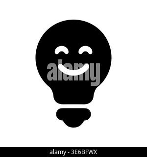 Glühlampe mit Smiley-Symbol im Glyphen-Stil Stock Vektor