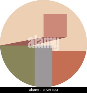 Minimalistischer abstrakter geometrischer Vektor-Illustration ausgewogener Formen in einem Kreis, der Stabilität und strukturelle Harmonie darstellt Stock Vektor