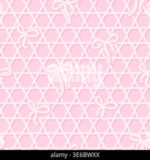 Rosa Spitze Hintergrund Vektor nahtlose Muster, Girly Coquette Bögen für Valentinstag Liebe Geschenk Verpackung oder Grußkarten, Stoff Textil Druck Stock Vektor