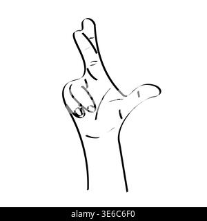 Moderne Vektor-Illustration einer gedrückten Hand-Geste, die Glück, Hoffnung und positive Erwartungen symbolisiert. Sauberes minimalistisches Design, Isolat Stock Vektor