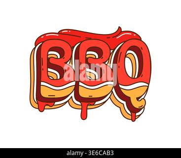 Cartoon groovige Barbecue- und Grillbriefe Stock Vektor
