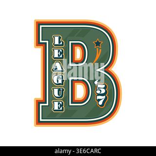 Varsity Sport Team Patch oder Liga Buchstabe B Etikett Stock Vektor