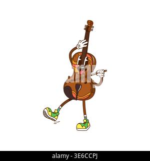 Cartoon-groovige Violinmusik-Instrument-Figur Stock Vektor