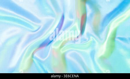 Wellenförmiges holografisches Material mit pastellfarbenen Verläufen für einen coolen abstrakten Hintergrund Stockfoto