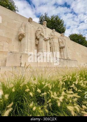 Reformationsmauer im Parc des Bastions, Genf, Schweiz Stockfoto