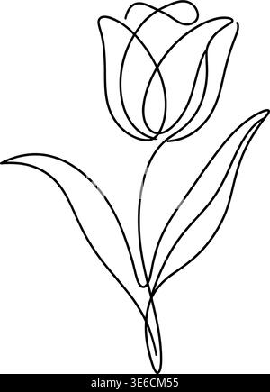 Durchgehende Einzeilige Tulpe – Minimal Blume Line Art Vektor Stock Vektor