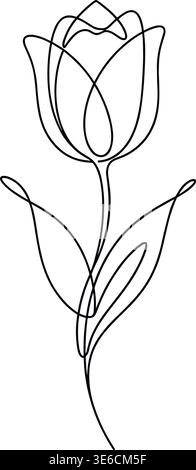 Durchgehende Einzeilige Tulpe – Minimal Blume Line Art Vektor Stock Vektor