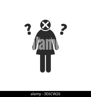 Liniensymbol, das emotionalen Stress, Angst und psychische Gesundheitsprobleme der Frau darstellt. Symbol für psychischen Druck, Stimmungsstörungen und emotionalen im Stock Vektor