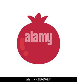 Nettes flaches Design rote Granatapfelfrucht-Symbol lokalisiert auf weißem Hintergrund Vektor-Illustration Stock Vektor