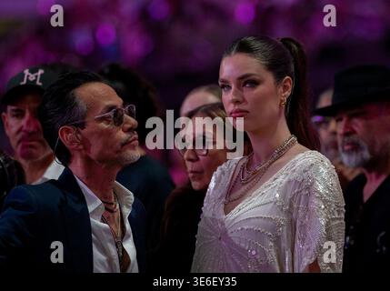 Miami, USA. April 2026. Inter Miami CF gegen Austin FC Marc Anthony und seine Frau Nadia Ferreira vor dem MLS-Spiel zwischen Inter Miami CF und Austin FC im Nu Stadium am 4. April 2026 in Miami, Florida, USA. Quelle: HMB Media/Alamy Live News Stockfoto
