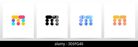 Kreis- und Kapselform mit farbenfrohem Letter-Logo-Design M Stock Vektor
