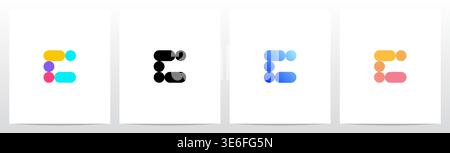 Kreis- und Kapselform Buntes Letter Logo Design C Stock Vektor