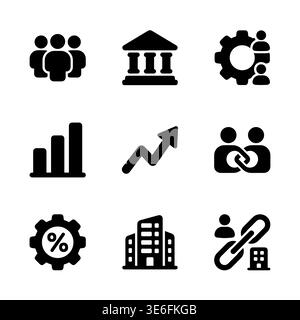 Satz von Vektor-Business-Ikonen, Glyphen-Stil, schwarze Farbe Stock Vektor