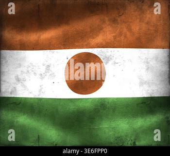 Niger-Flagge im Vintage-Look – realistisch gewellte Stoffflagge Stockfoto