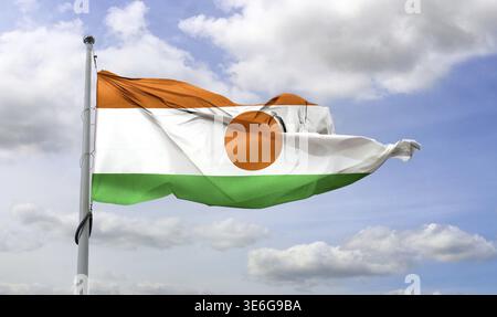Niger Flagge - realistische wehende Stoffflagge Stockfoto
