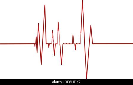 Teil des Herzschlagdiagramms. Elektrokardiogramm-Diagramm. Rote Linie des Herzrhythmus. Herz-Kreislauf-Testzeichen. Kardiologisches Krankenhaussymbol. Gesundheitskonzept. Vektor Stock Vektor