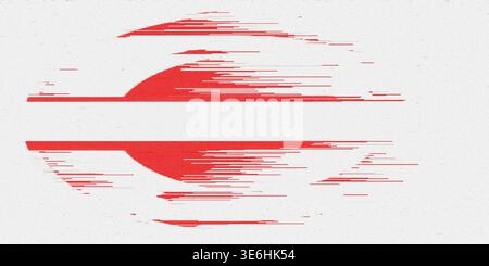 Ein digitales Kunstwerk mit weißem Hintergrund und glitzerndem rotem Design. Das Bild hat horizontale Linien und verzerrte Formen, wodurch ein dynamisches und entsteht Stockfoto