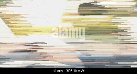 Ein minimalistisches abstraktes Bild mit horizontalen gepixelten Streifen und weichen Farbübergängen, das eine moderne digitale Glitch-Ästhetik widerspiegelt. Stockfoto