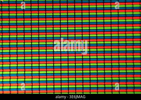 Mikrofoto des LCD-Displays des Telefons als schöner Hintergrund Stockfoto