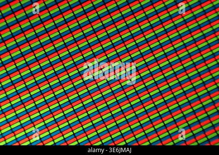 Mikrofoto des LCD-Displays des Telefons als schöner Hintergrund Stockfoto