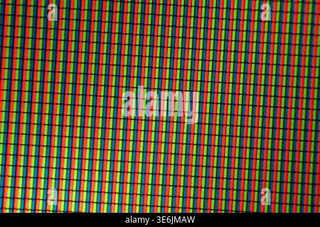 Mikrofoto des LCD-Displays des Telefons als schöner Hintergrund Stockfoto