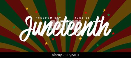 US-amerikanisches Jugendbanner, American Freedom Day-Feier mit panafrikanischem Flaggenhintergrund, USA Emancipation Day Design mit Typografie Text Stock Vektor