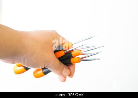 Schraubendrehersatz mit verschiedenen Köpfen Stockfoto