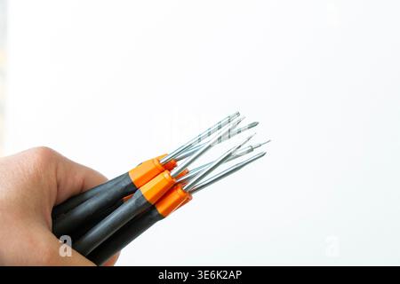 Schraubendrehersatz mit verschiedenen Köpfen Stockfoto