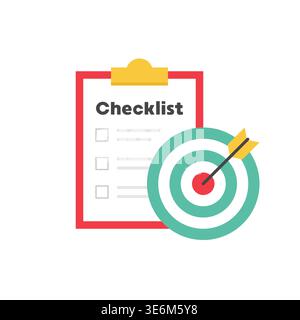 Checkliste mit Illustration des Konzepts der Zielerreichung mit flachem Vektor Stock Vektor